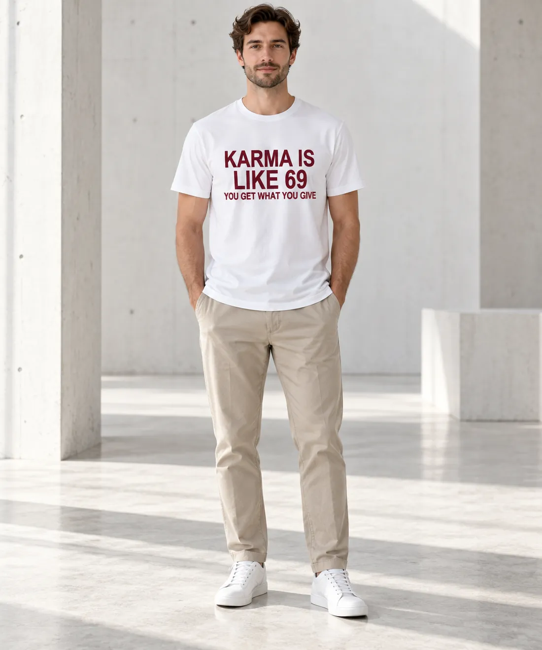 KARMA IS LIKE 69 — YOU GET WHAT YOU GIVE – getragen